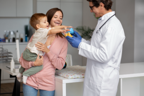 Pediatrician examining a child in Bhiwani